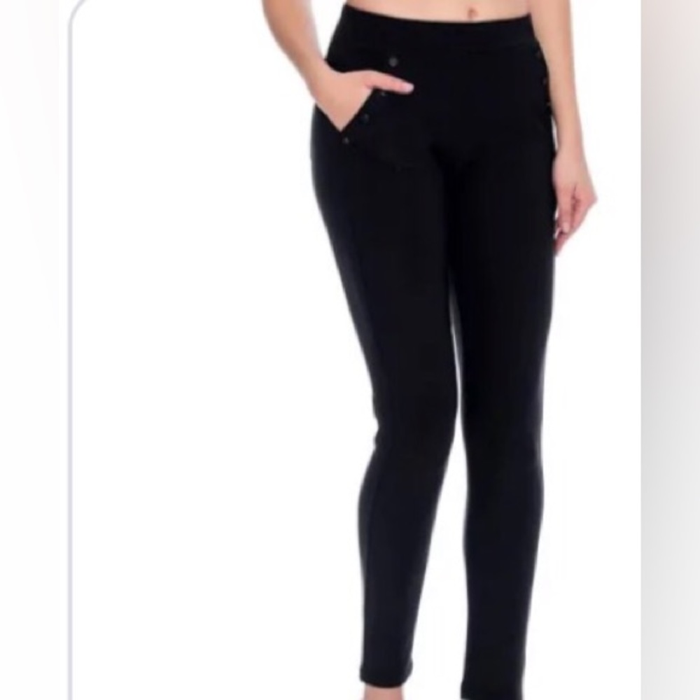 INDERO, Black Business Leggins W/back faux pockets, front side pockets Fit L/XL - Picture 15 of 16